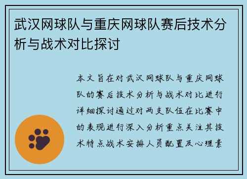 武汉网球队与重庆网球队赛后技术分析与战术对比探讨